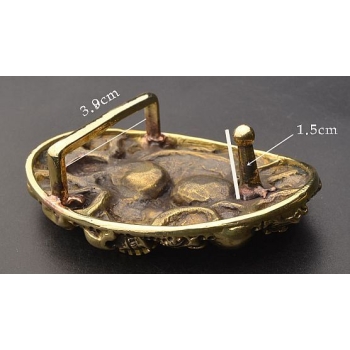 Czaszki klamra 3D z mosiądzu na pasek 38mm (id: 606)