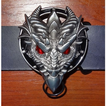 Smok dragon klamra 3D spinka do paska stare srebro (id: 1653)