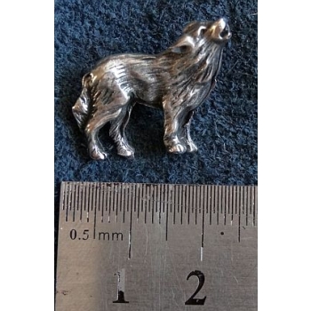 Wilk odznaka 3D na śrubkę stare srebro (id: 3046)