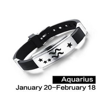 Wodnik Aquarius zodiak bransoletka ze stali chirurgicznej 316L z kauczukiem