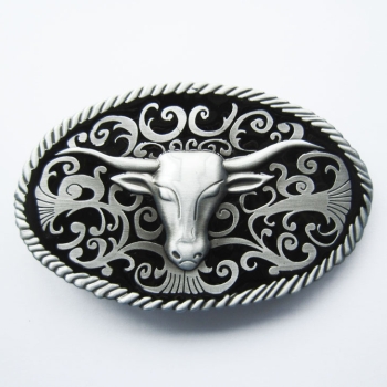 Bawół Longhorn klamra westernz czarnym tłem (id: 2420)