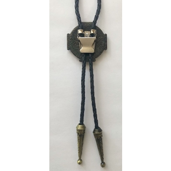 Czaszka z krzyżem brąz krawat bolo western chopper moto skull (id: 1117)