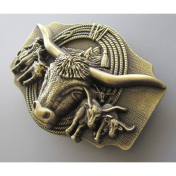 Bawół Longhorn lasso rodeo klamra brązowa western (id: 2424)