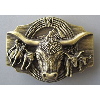 Bawół Longhorn lasso rodeo klamra brązowa western (id: 2424)