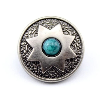Concho gwiazda z oczkiem ala turkus 15mm na nit (id: 765)