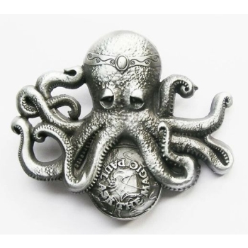 Ośmiornica oktopus klamra 3D stare srebro (id: 3114)