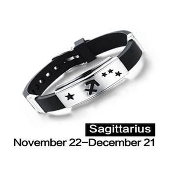 Strzelec Sagittarius bransoletka ze stali chirurgicznej 316L z kauczukiem