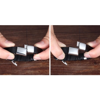 BRANSOLETKA 18,5cm ze skóry z zapięciem magnetycznym ze stali 316L (id: 92)
