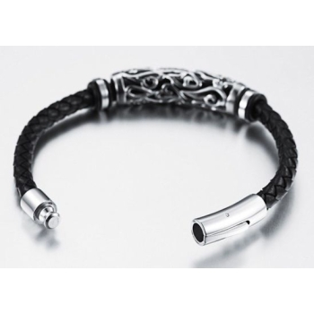 BRANSOLETKA 16cm ze skóry i stali jubilerskiej 316L (id: 965)